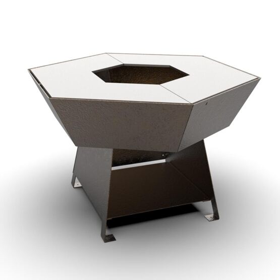 Feuerschale mit Grillring Hexa 1 Tief Edelrost